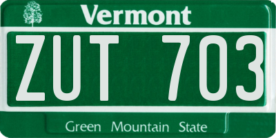 VT license plate ZUT703