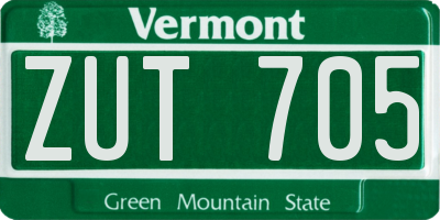 VT license plate ZUT705