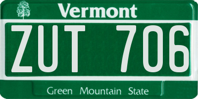 VT license plate ZUT706