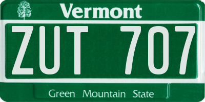 VT license plate ZUT707