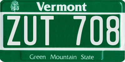 VT license plate ZUT708