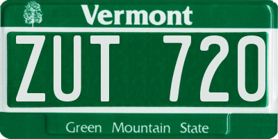 VT license plate ZUT720