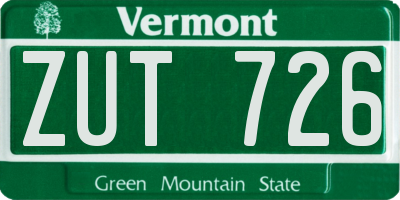 VT license plate ZUT726