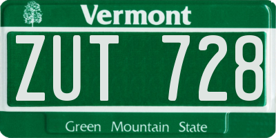 VT license plate ZUT728