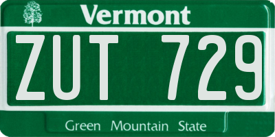 VT license plate ZUT729