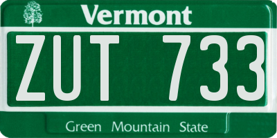 VT license plate ZUT733