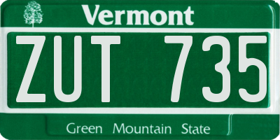 VT license plate ZUT735