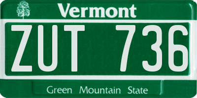 VT license plate ZUT736