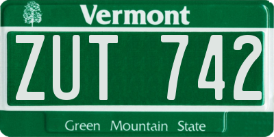 VT license plate ZUT742