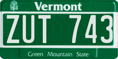 VT license plate ZUT743