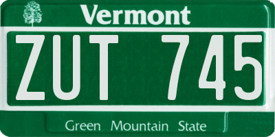 VT license plate ZUT745