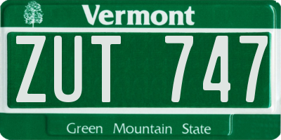 VT license plate ZUT747