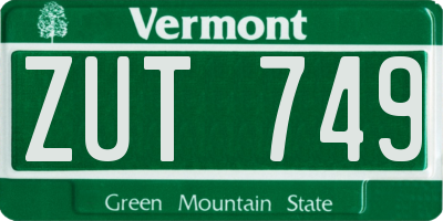 VT license plate ZUT749