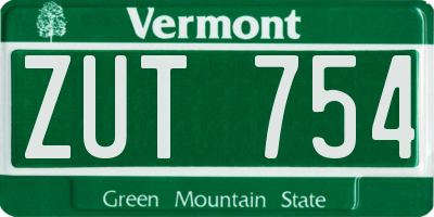 VT license plate ZUT754