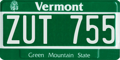 VT license plate ZUT755
