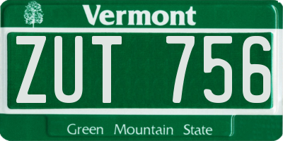 VT license plate ZUT756