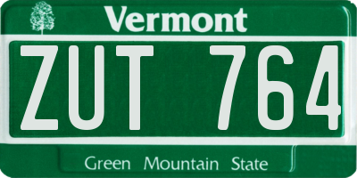 VT license plate ZUT764