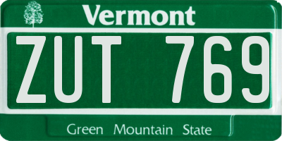 VT license plate ZUT769