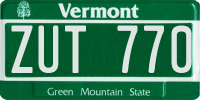 VT license plate ZUT770