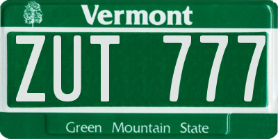 VT license plate ZUT777