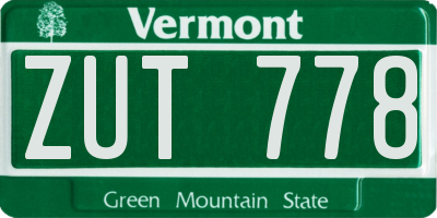 VT license plate ZUT778