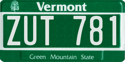 VT license plate ZUT781