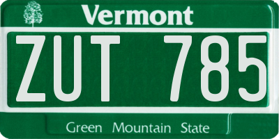 VT license plate ZUT785