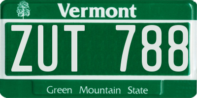 VT license plate ZUT788
