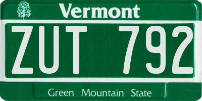 VT license plate ZUT792