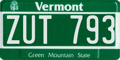 VT license plate ZUT793