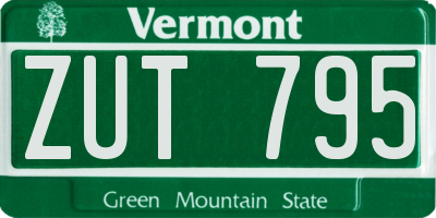 VT license plate ZUT795