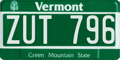 VT license plate ZUT796