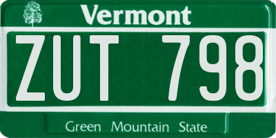 VT license plate ZUT798