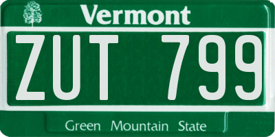 VT license plate ZUT799