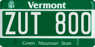 VT license plate ZUT800
