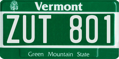 VT license plate ZUT801