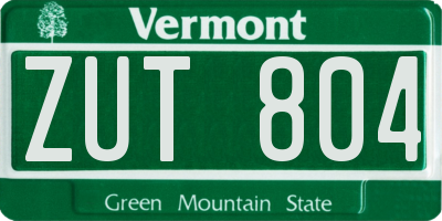 VT license plate ZUT804