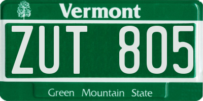 VT license plate ZUT805