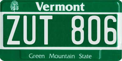 VT license plate ZUT806