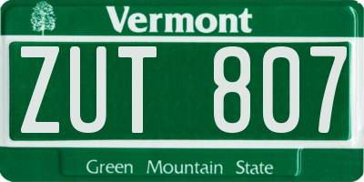 VT license plate ZUT807