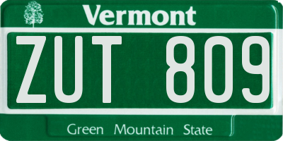 VT license plate ZUT809