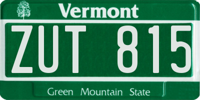 VT license plate ZUT815