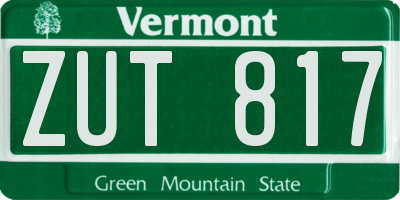 VT license plate ZUT817