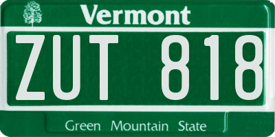 VT license plate ZUT818