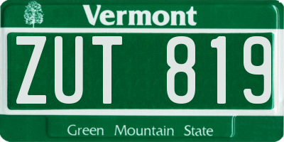 VT license plate ZUT819