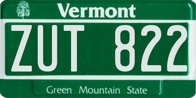 VT license plate ZUT822