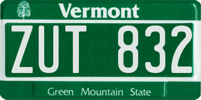 VT license plate ZUT832