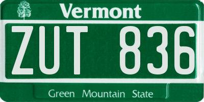 VT license plate ZUT836