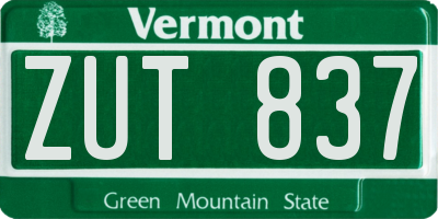 VT license plate ZUT837