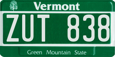 VT license plate ZUT838